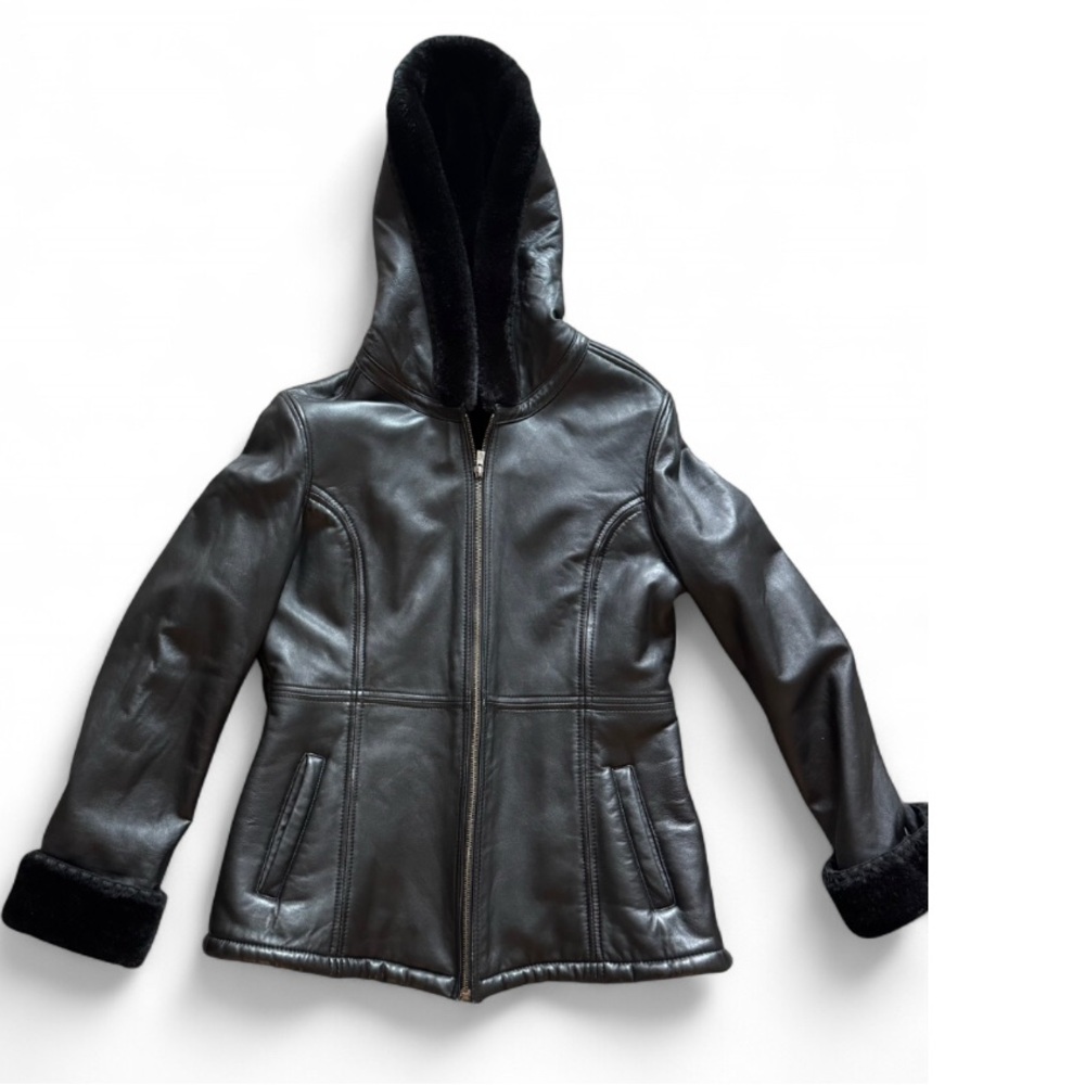 Vintage Sonoma real lamb skin leather with faux fur trim